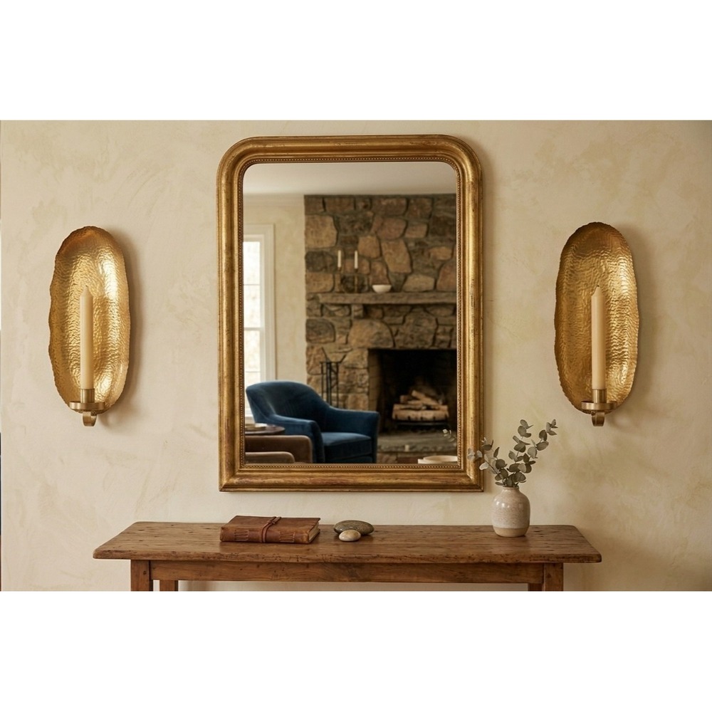 NWOT Pair Anthropologie Sahara Gold Hammered Wall Candle Sconces